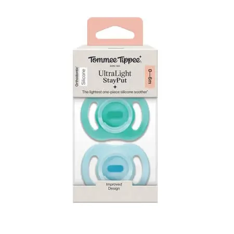 Ортодонтические соски UltraLight, синие/зеленые, 0–6 месяцев, 2 шт., Tommee Tippee: цены и характеристики