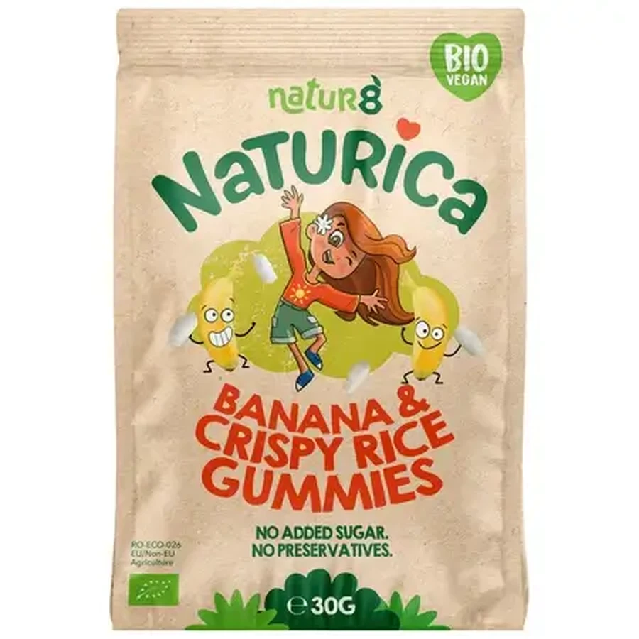 Желейні цукерки Bio Fruit Gummies, банан і рис, 30 г, Naturica: ціни та характеристики