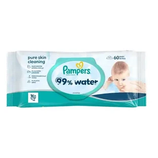 Вологі серветки «Pure Skin Cleaning» (99 % води), 60 штук, Pampers