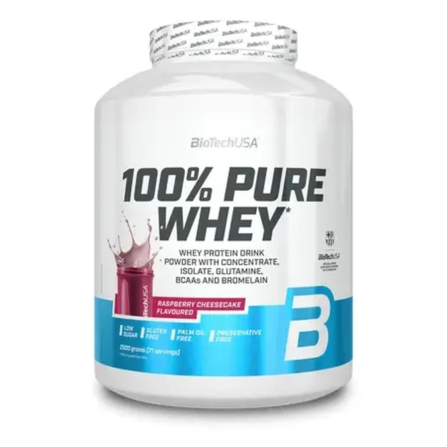 Протеиновый коктейль 100% Pure Whey, «Малиновый чизкейк», 2000 г, BioTechUSA: цены и характеристики