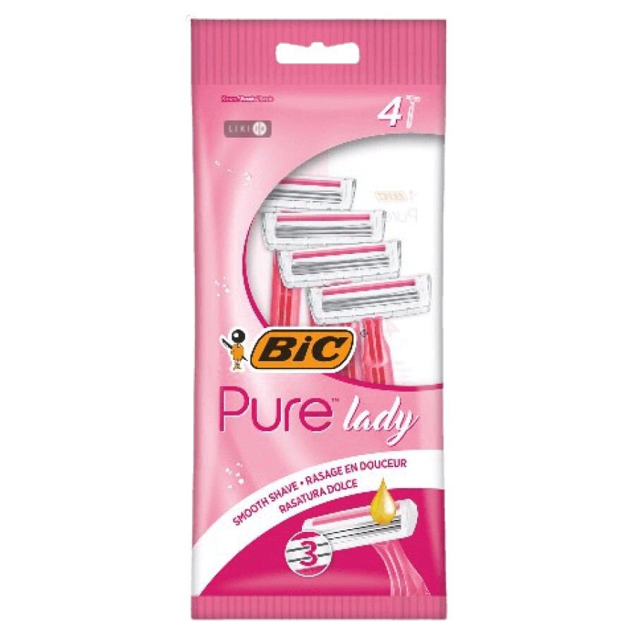 Одноразовые бритвы BIC Pure 3 Lady Pink, женские, 4 шт: цены и характеристики