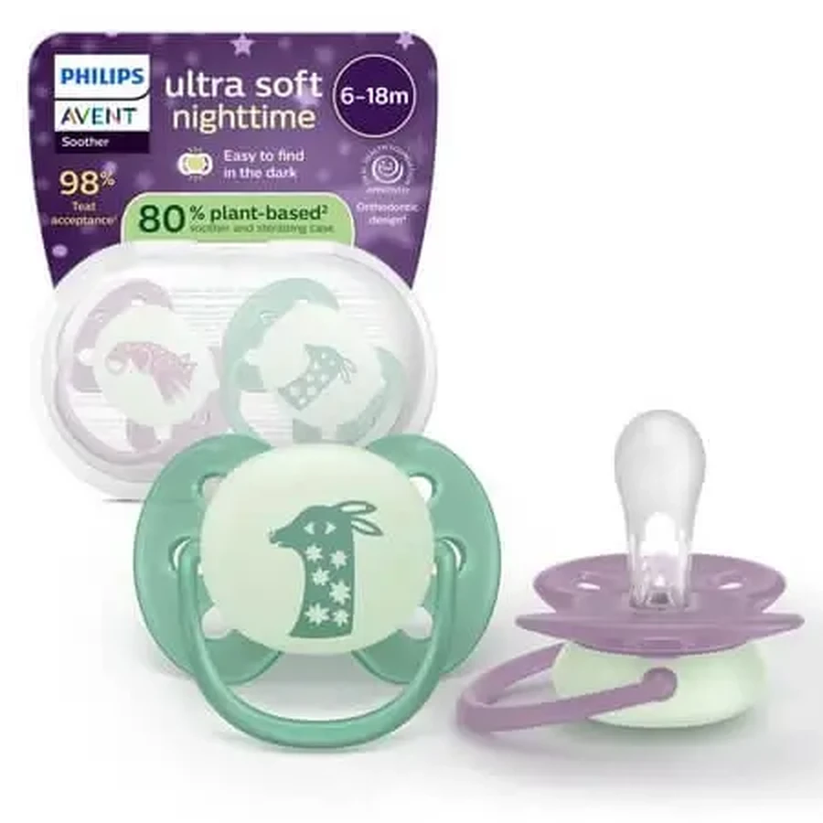 Набор светящихся в темноте сосок Ultra Soft Avent, серия Wild, для детей от 6 до 18 месяцев, 2 шт., Philips: цены и характеристики