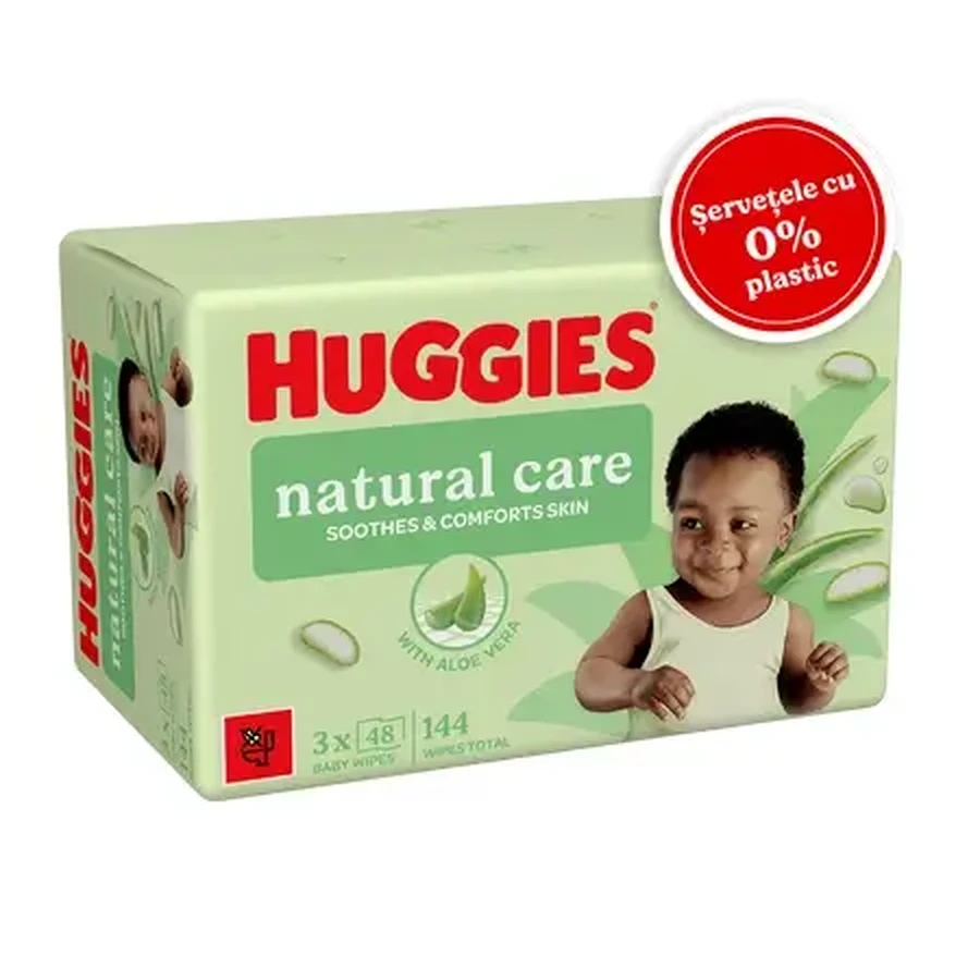 Влажные салфетки без пластика Natural Care, с алоэ вера, 3 упаковки по 48 штук, Huggies: цены и характеристики