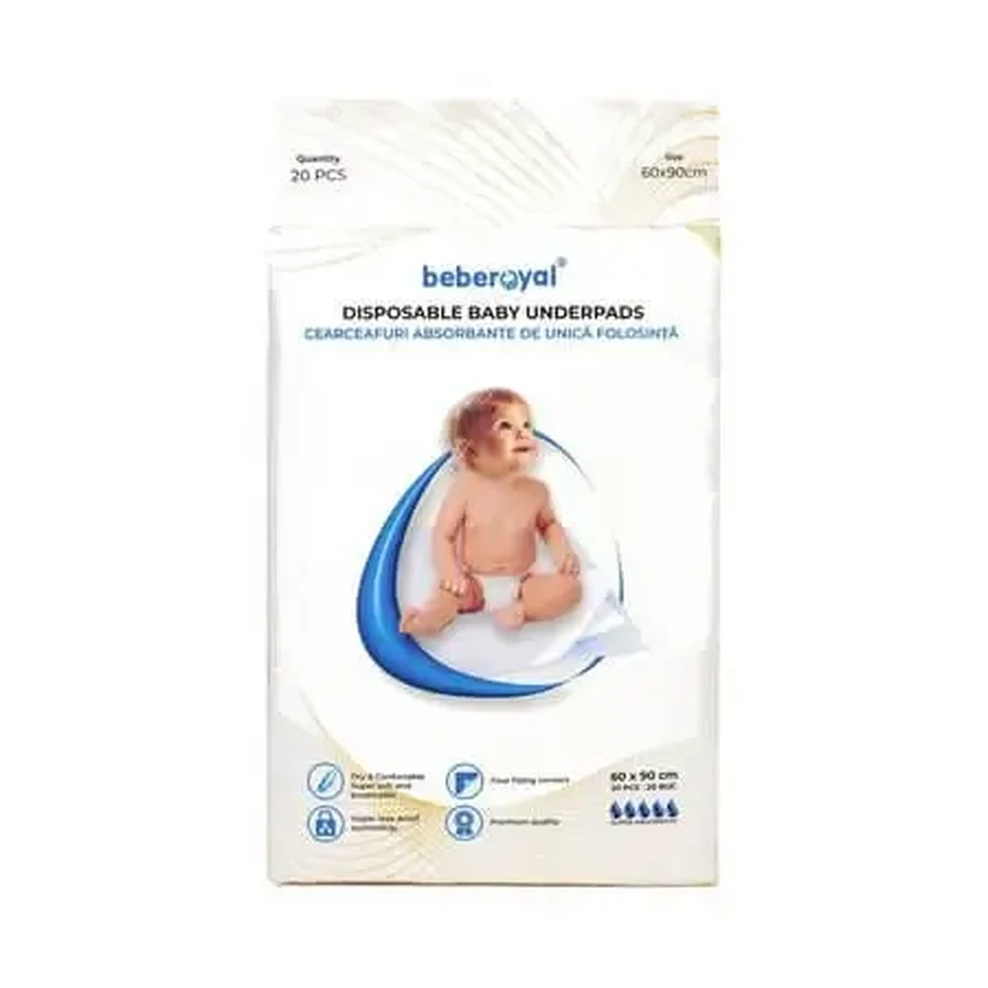 Одноразовые вкладыши с 4 самоклеящимися полосками, 60x90 см, 20 штук, Beberoyal: цены и характеристики