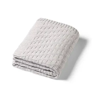 Детское вязаное одеяло из хлопка, 75 x 100 см, серое, от 0 месяцев, Babyono