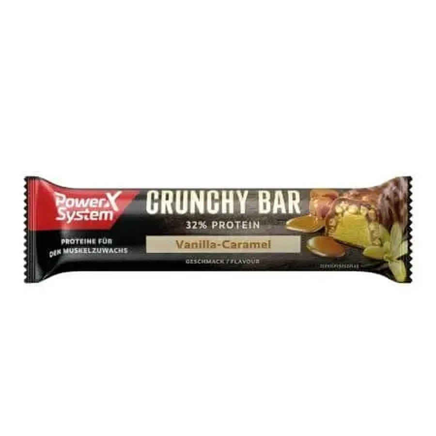 Протеїновий батончик Crunchy Bar, ваніль-карамель, 45 г, Power System: ціни та характеристики