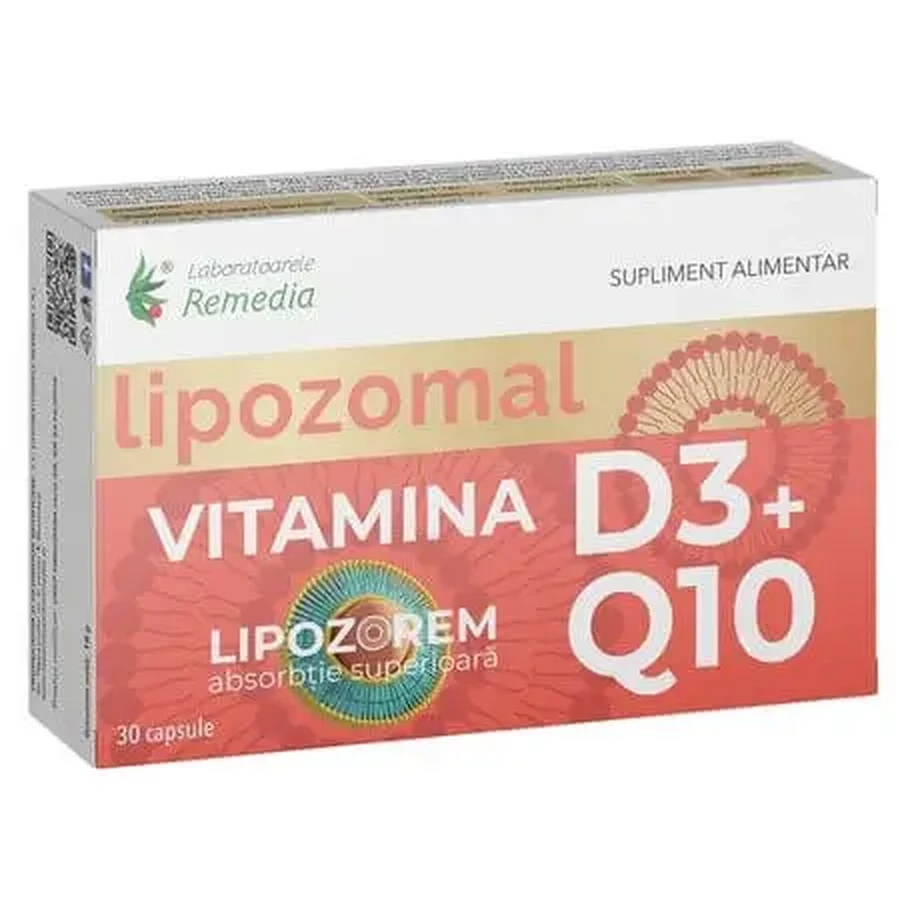 Витамин D3 + Q10 липосомальный, 30 капсул, Remedia: цены и характеристики