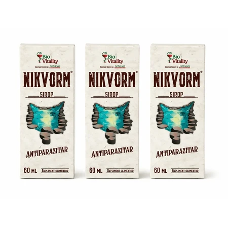 Сироп для виведення кишкових паразитів Nikvorm Bio Vitality, 3×60 мл, Hisimo: ціни та характеристики