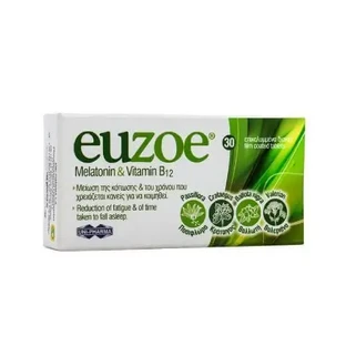 UNI-PHARMA Euzoe Мелатонин и витамин B12, 30 таблеток — пищевые добавки, способствующие снижению утомляемости