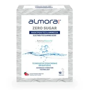 ALMORA Zero Sugar Amino Absorb — электролиты с аминокислотами для углубленного увлажнения без сахара, 12 пакетиков