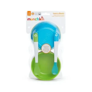 Munchkin | Love-a-Bowls — 4 миски с крышками и 2 ложки, для детей от 4 месяцев | 4 шт.