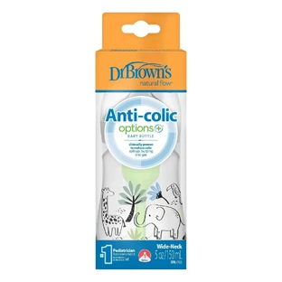 Dr Browns | Options+ Anti-colic Пластикова пляшка з широкою горловиною 0 місяців+ Слон | 150 мл