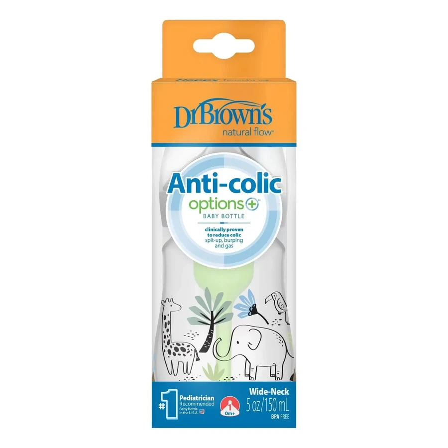 Dr Browns | Options+ Anti-colic Пластиковая бутылочка с широким горлышком 0м+ «Слон» | 150 мл: цены и характеристики