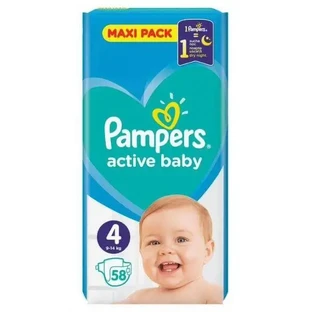 Pampers | Active Baby Maxi Pack | Размер 4 (9–14 кг) | 58 шт.
