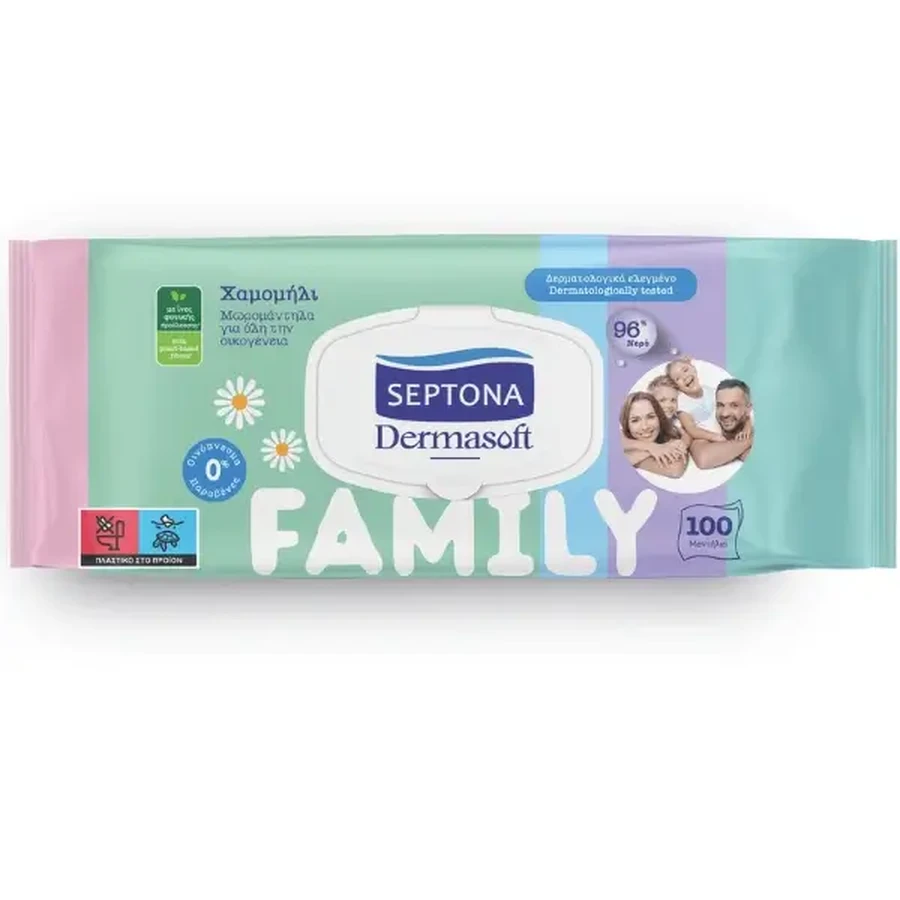 Septona | Dermasoft Family Влажные салфетки с ромашкой для всей семьи | 100 шт.: цены и характеристики