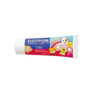 Elgydium | Детский гель-зубная паста с эмодзи | Детская зубная паста со вкусом клубники | 50 мл