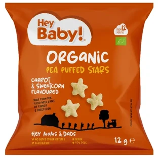 Hey Baby! | Звездочки из органического воздушного кукурузного зерна с ароматом моркови и сладкой кукурузы | 12 г