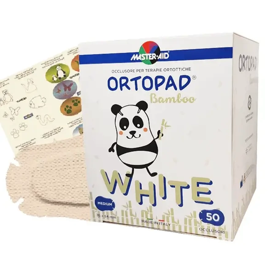 Master Aid | Ortopad Medium — самоклеючі офтальмологічні пластирі для дітей, призначені для лікування косоокості, білого кольору (7,6 × 5,4 см) | 50 штук: ціни та характеристики