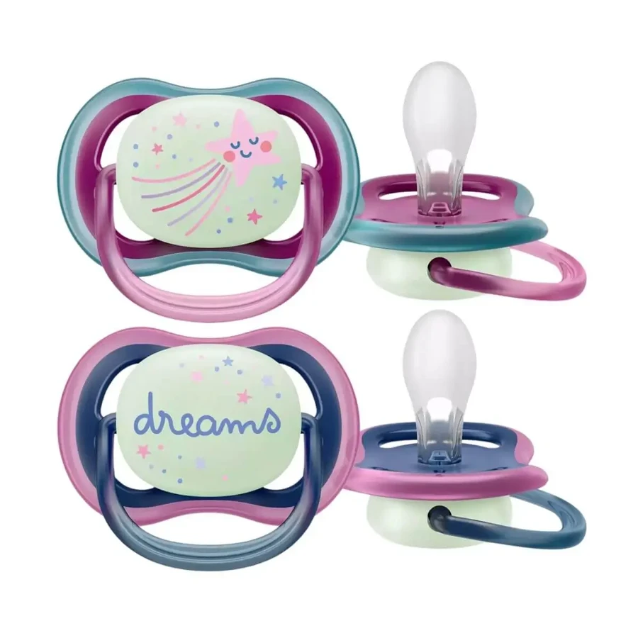 Avent | Ultra Air Nighttime | Силіконова ортодонтична соска | 6–18 місяців | 2 шт.: ціни та характеристики