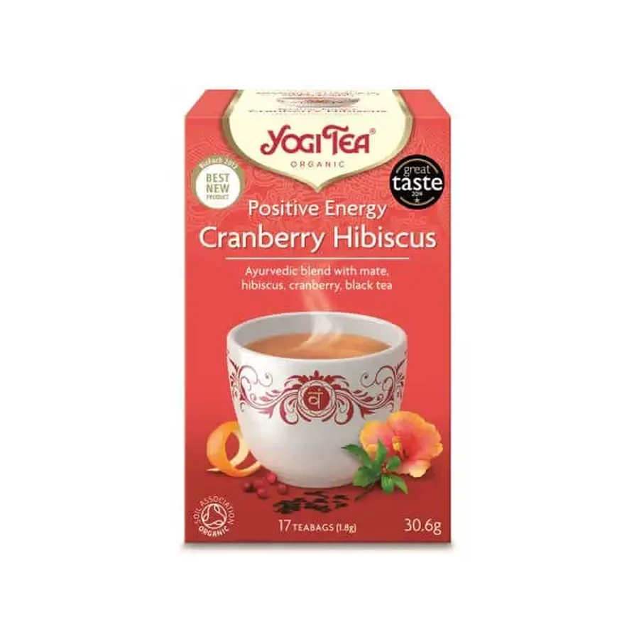 Yogi Tea | Positive Energy Cranberry Hibiscus | Органический черный чай | 17 пакетиков: цены и характеристики