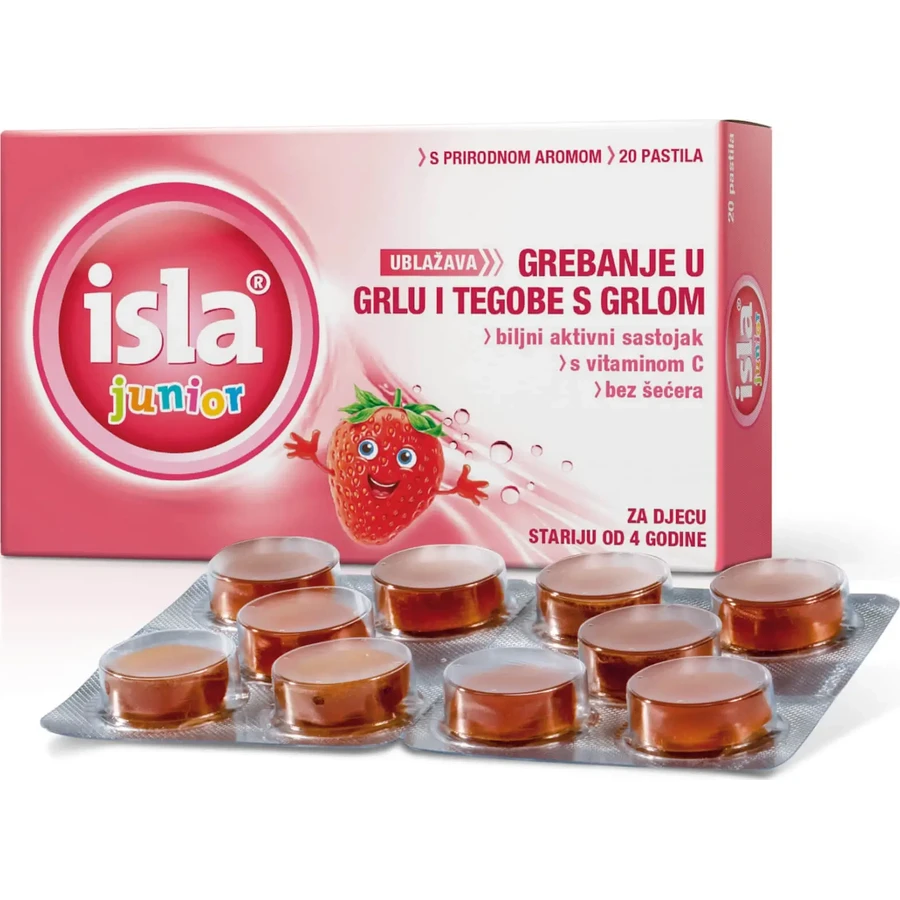 Isla | Junior Успокаивающие пастилки для горла для детей со вкусом клубники | 20 шт.: цены и характеристики
