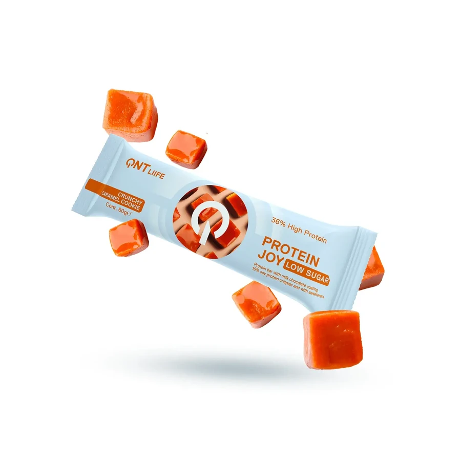 QNT | Протеиновые батончики «Protein Joy» с содержанием белка 36 %, с хрустящими печеньями с карамелью | 60 г: цены и характеристики