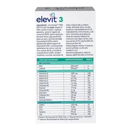 Elevit 3, мультивитамины для послеродового периода и периода грудного вскармливания, 2×30 капсул, Bayer: цены и характеристики