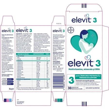 Elevit 3, мультивитамины для послеродового периода и периода грудного вскармливания, 2×30 капсул, Bayer: цены и характеристики
