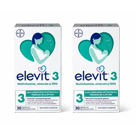 Elevit 3, мультивитамины для послеродового периода и периода грудного вскармливания, 2×30 капсул, Bayer: цены и характеристики