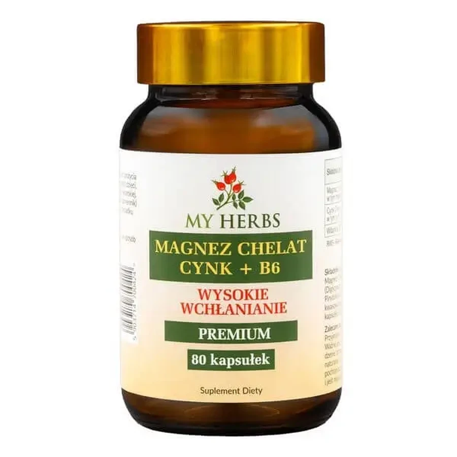 My Herbs: хелат магнію, цинк + вітамін B6, капсули, 80 шт.: ціни та характеристики