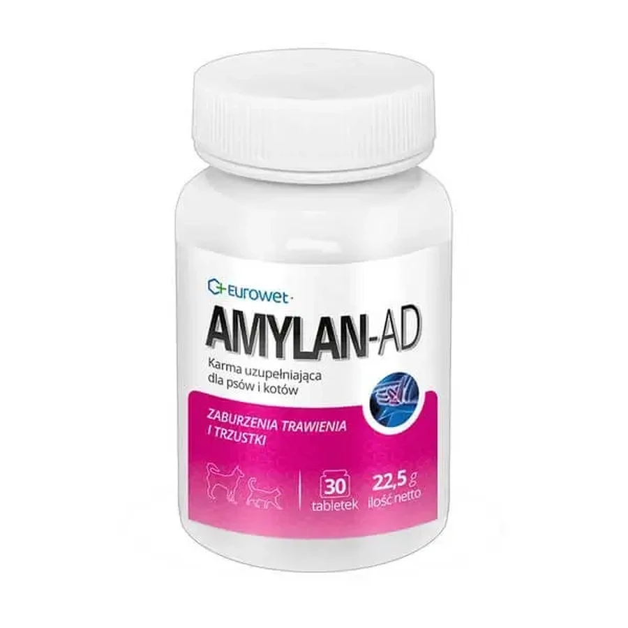 Amylan-Ad, допоміжний корм для собак і котів, таблетки, 30 шт.: ціни та характеристики
