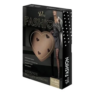 Veera Fashion, колготки с рисунком, 70 DEN, чёрные с сердечками, размер XL