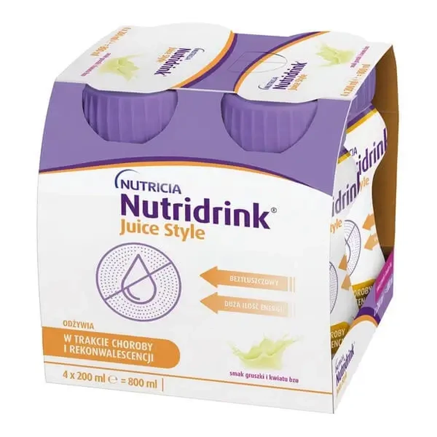 Nutridrink Juice Style, напій, смак груші та бузку, 4 х 200 мл: ціни та характеристики