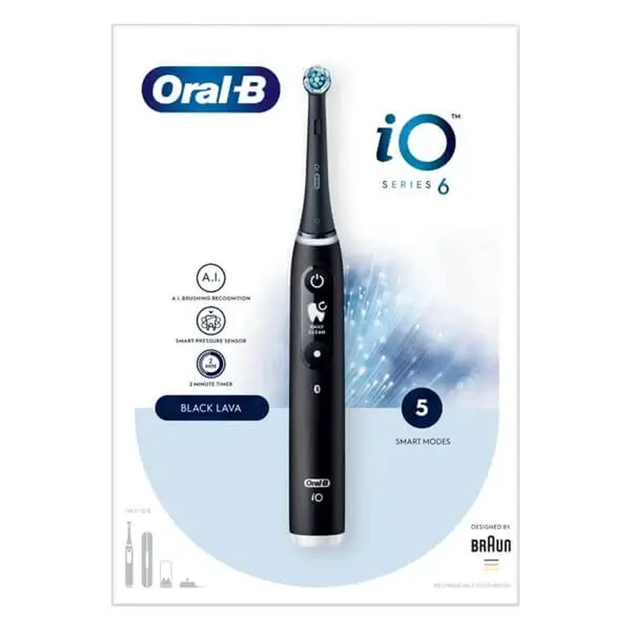 Oral-B, серія iO 6, чорна, електрична зубна щітка: ціни та характеристики
