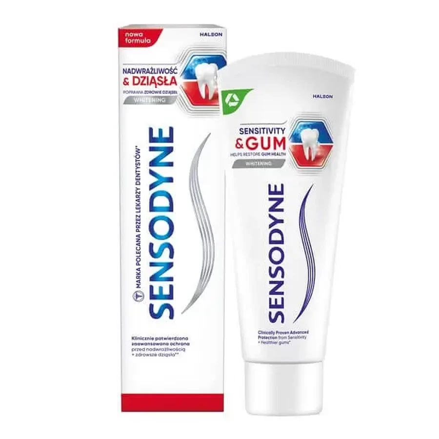Sensodyne «Чувствительность и десны — Отбеливание», отбеливающая зубная паста для чувствительных зубов с фтором, 75 мл: цены и характеристики