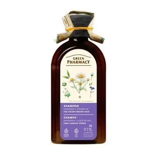 Green Pharmacy, шампунь для фарбованого волосся, ромашка та лляна олія, 350 мл
