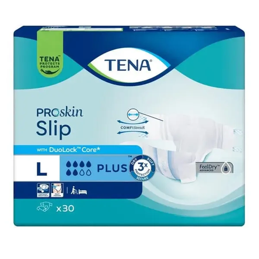 TENA Slip ProSkin Plus, подгузники-трусики, размер L, 30 шт.: цены и характеристики