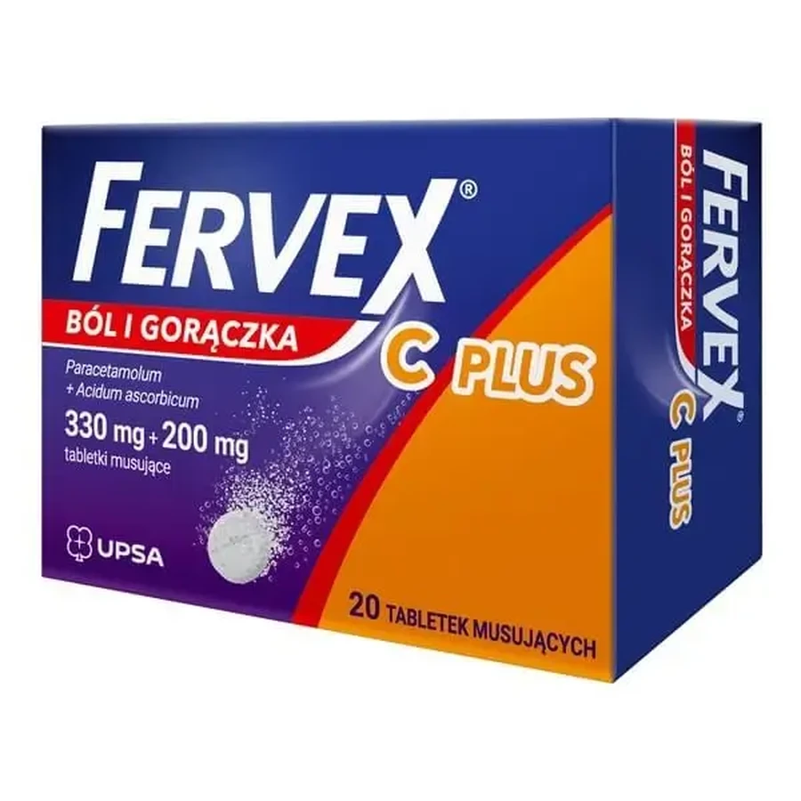 Fervex «Боль и лихорадка C Plus», 330 мг + 200 мг, шипучие таблетки, 20 шт.: цены и характеристики