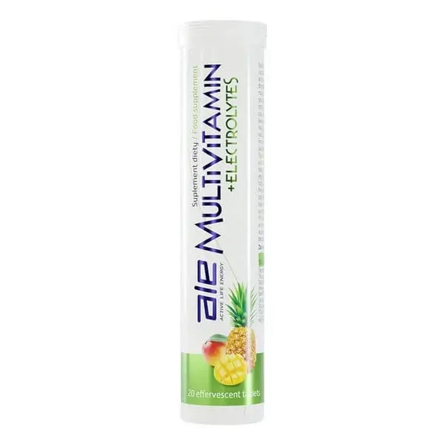 ALE Multivitamin + Electrolytes, шипучі таблетки, смак ананас-манго, 20 шт.: ціни та характеристики