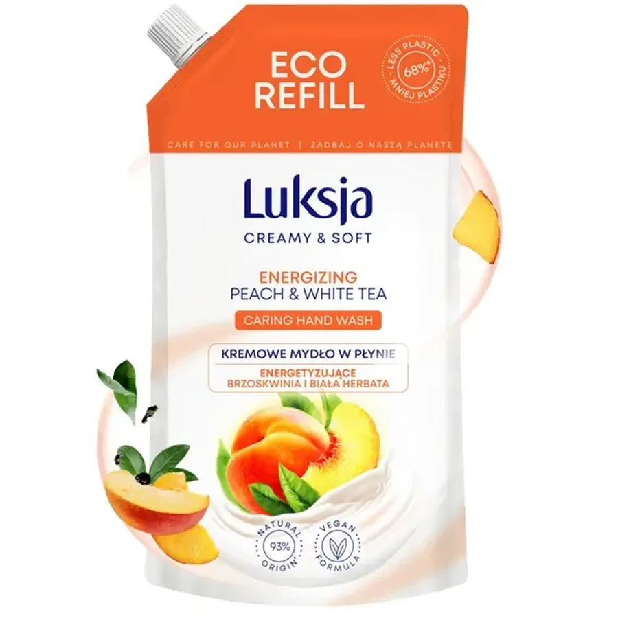 Luksja Creamy &amp; Soft, тонизирующее жидкое мыло, «Персик и белый чай», заправка, 400 мл: цены и характеристики