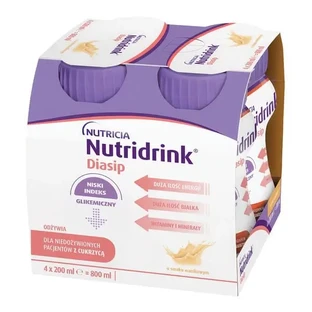 Nutridrink Diasip, рідина, ванільний смак, 4 × 200 мл