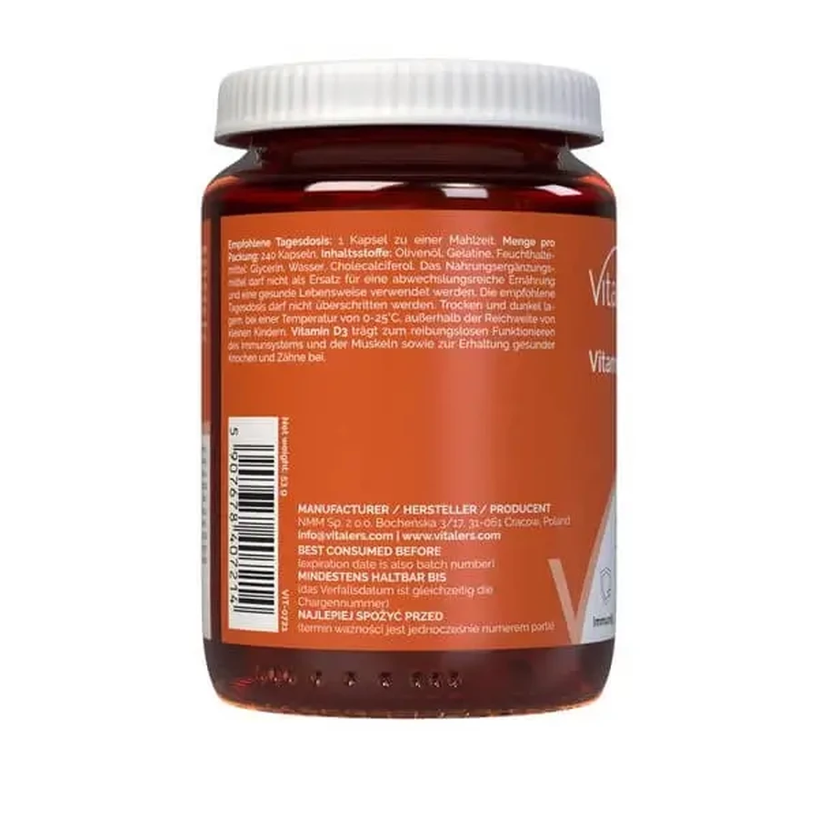 Vitalers Витамин D3 4000 МЕ, капсулы, 240 шт.: цены и характеристики