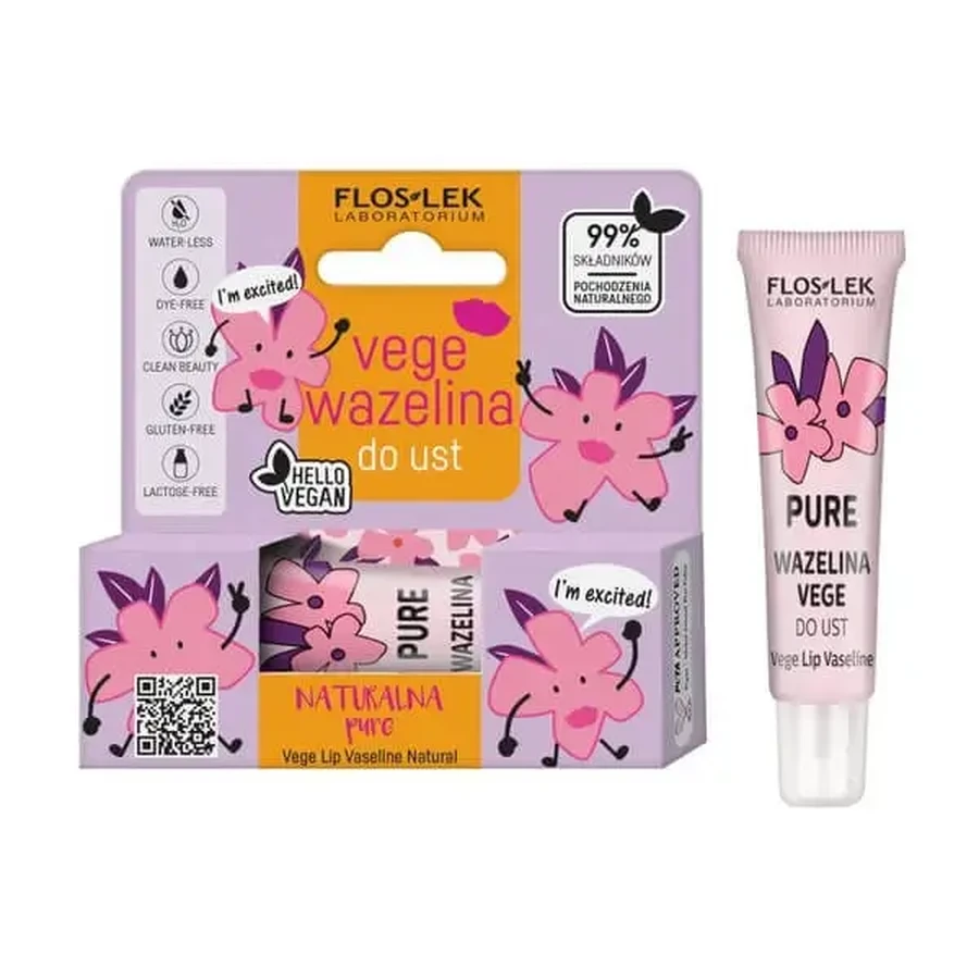 FlosLek Vege Lip Care, вазелін для губ Pure, 10 г: ціни та характеристики