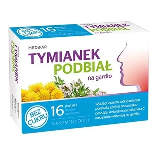 MEDiFAR Тимьян и мать-и-мачеха для горла, пастилки, без сахара, 16 шт.