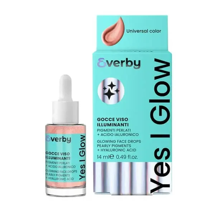 Everby Yes I Glow Glowing — розсвітлюючі краплі для обличчя з перламутровими пігментами та гіалуроновою кислотою, 14 мл: ціни та характеристики