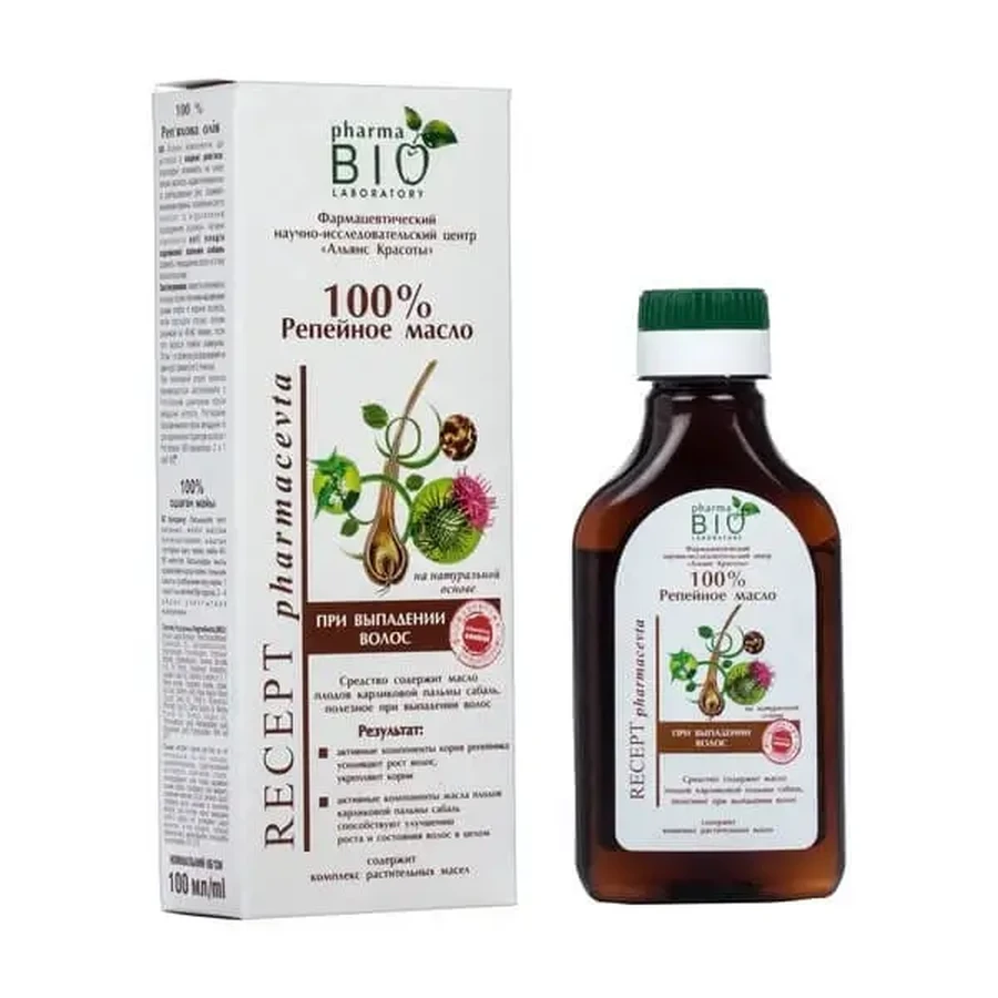 Pharma Bio Laboratory, масло лопуха против выпадения волос, 100 мл: цены и характеристики