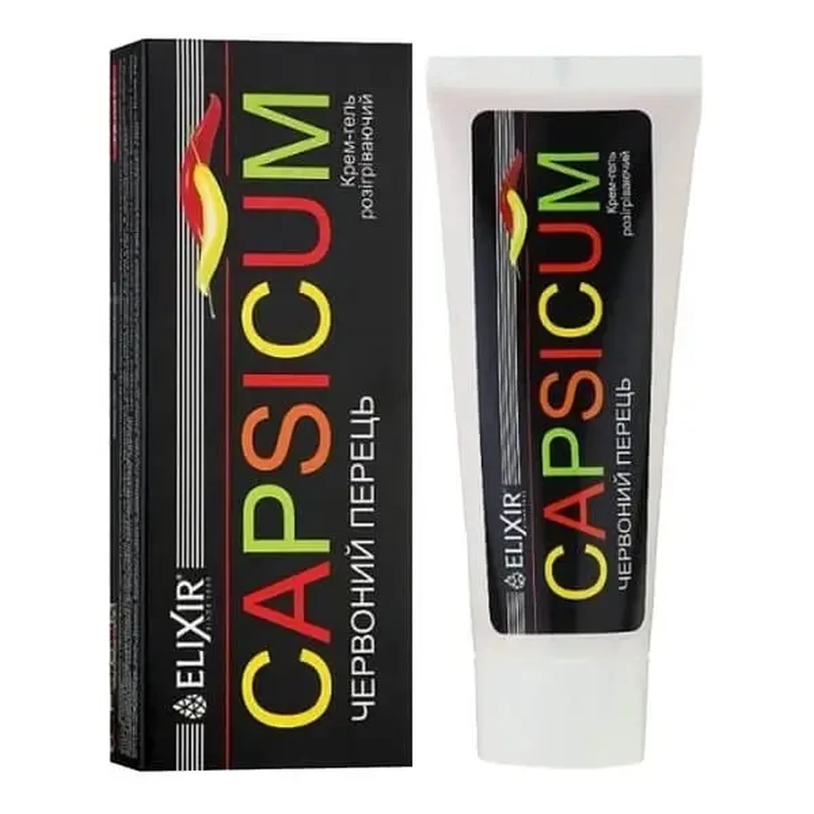 Elixir, Capsicum, согревающий крем-гель с красным перцем, 75 мл: цены и характеристики