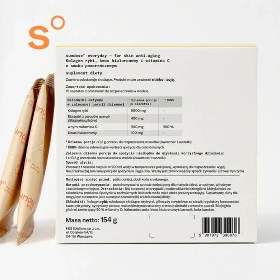 Sundose Everyday For Skin Anti-Aging, пакетики с порошком, апельсиновый вкус, 15 шт.: цены и характеристики