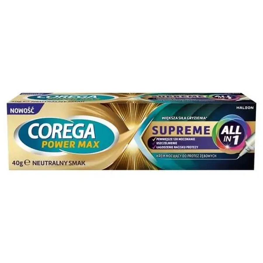 Corega Power Max Supreme All in 1, крем для фіксації зубних протезів, 40 г: ціни та характеристики