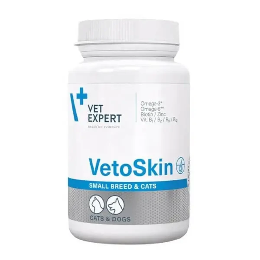 Vet Expert Vetoskin Small breed and cats — препарат для шкіри та шерсті собак малих порід та котів, капсули, 60 шт.: ціни та характеристики